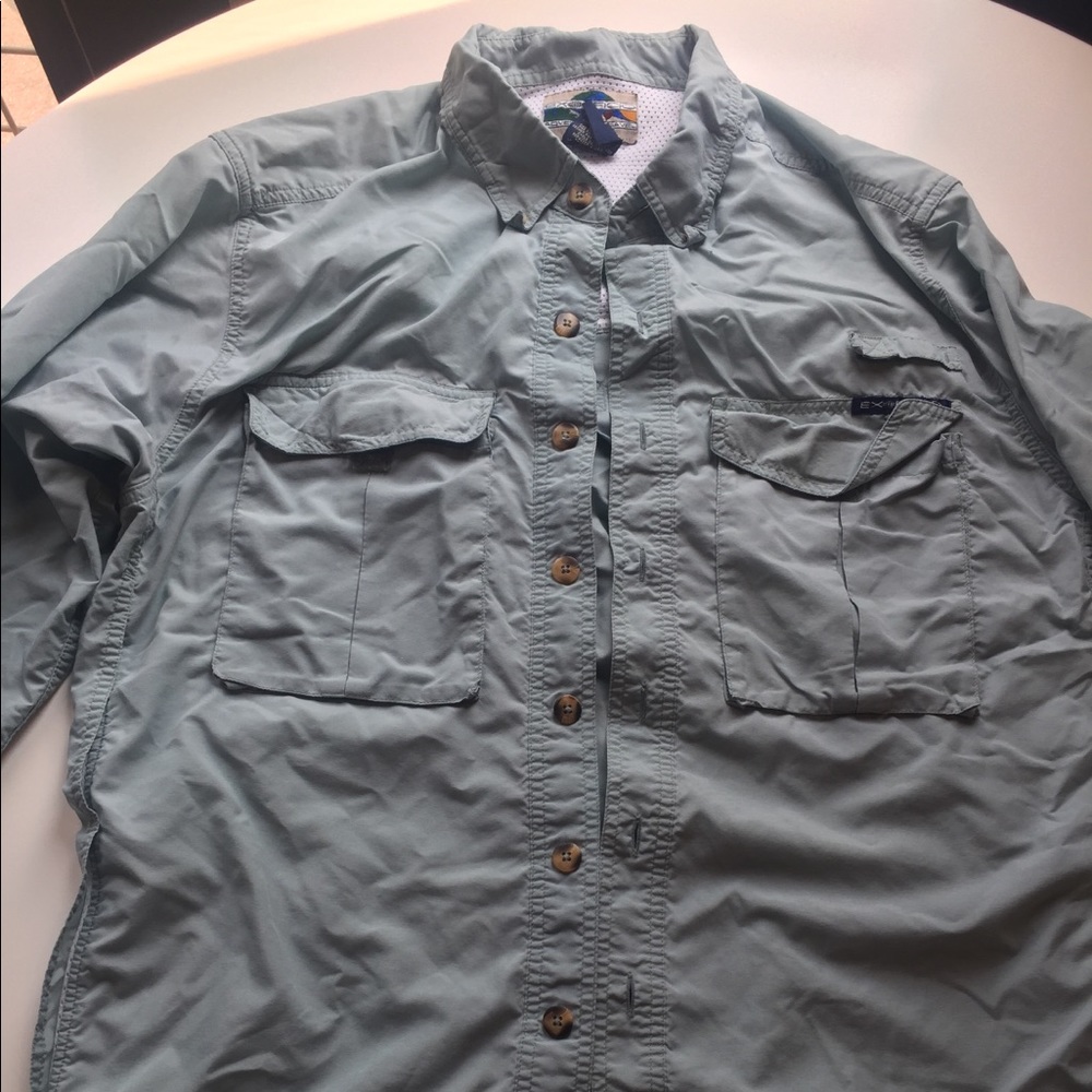 ExOfficio light green travel fishing sun shirt
